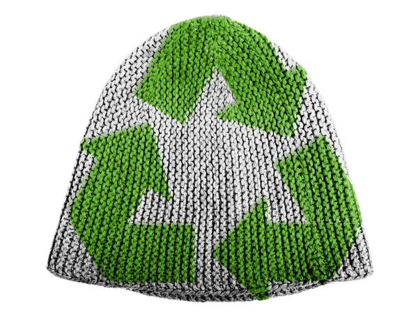Recycling-Symbol auf Mütze gemalt — Stockfoto