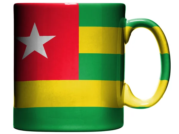多哥国旗绘咖啡杯或杯上 — 图库照片
