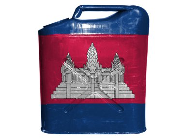 Kamboçya bayrağı boyalı benzin ya da gaz tüpü