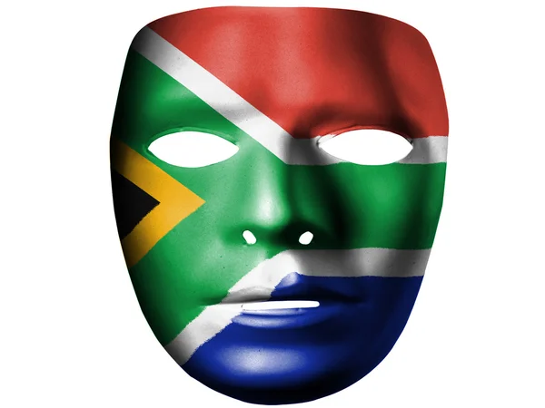 Флаг ЮАР раскрашен на театральной пластиковой маске — стоковое фото