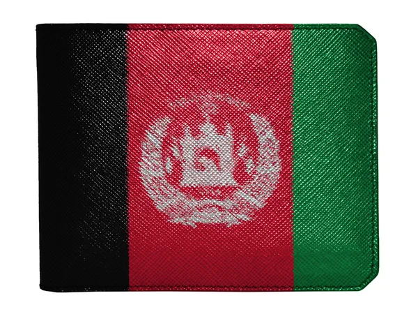 Vlajka Afghánistánu na kožené peněženky — Stock fotografie