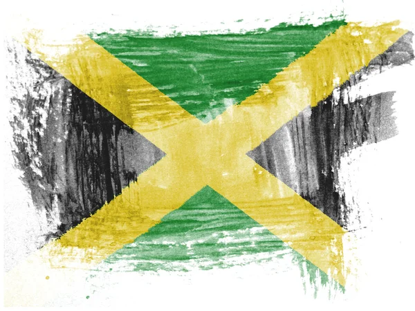 Bandeira da Jamaica pintada com aquarela sobre papel — Fotografia de Stock