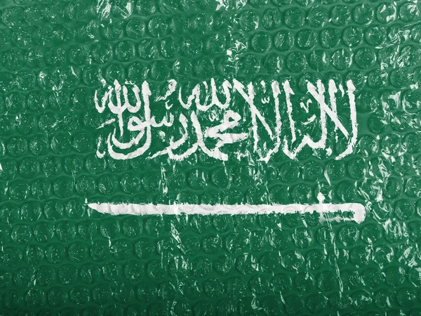 Saudiarabien flaggan målad på bubblewrap — Stockfoto