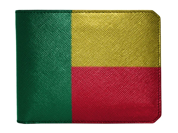 Benin. deri cüzdan üzerinde boyalı benini bayrağı — Stok fotoğraf