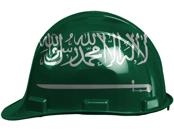 Σημαία της Σαουδικής Αραβίας ζωγραφισμένα στο ασφαλείας κράνος — Φωτογραφία Αρχείου