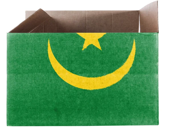 Mauritius flag painted on carton box or package — Stock Photo, Image