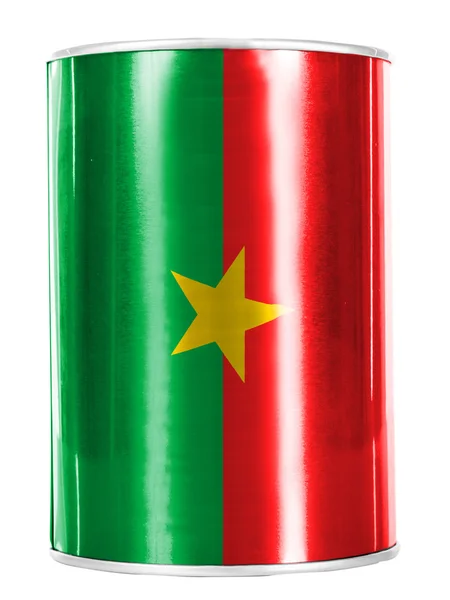Σημαία της Μπουρκίνα Φάσο ζωγραφισμένα στο λαμπερό κονσερβοκούτι — Φωτογραφία Αρχείου