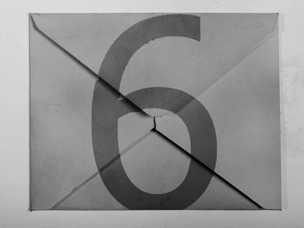6 Six painted on grey envelope — Stock Photo, Image