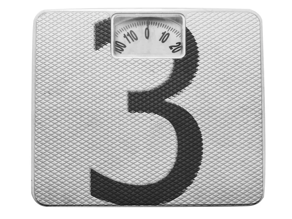 3. Three number painted on balance — Stock Photo, Image