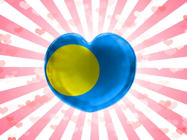 Flaga Palau malowane na szklane serca na tle pozbawiony — Zdjęcie stockowe