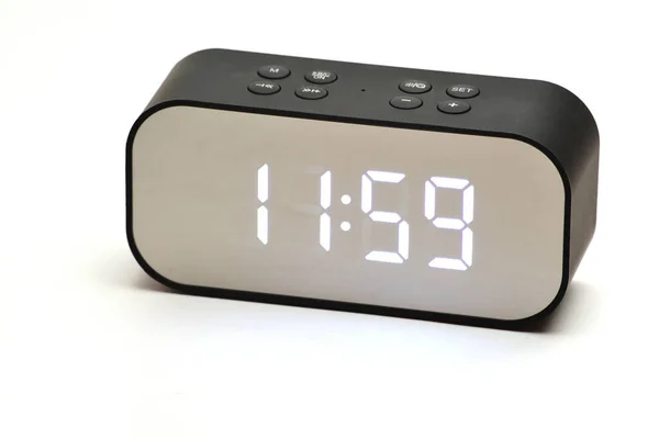 Electronic Clock Time Hours Minutes Isolated White Backgroun — Stock Photo, Image