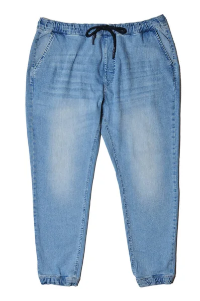 Jeans Vintage Com Cordão Backgroun Branco Isolado — Fotografia de Stock
