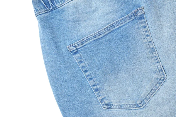 Vintage Jeans Med Dragsko Isolerad Vit Backgroun — Stockfoto