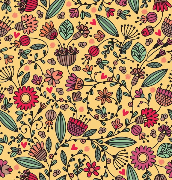 Floral vintage naadloze patroon op donkere achtergrond — Stockvector