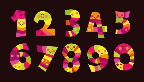 Colorful funny numbers — Stock Vector