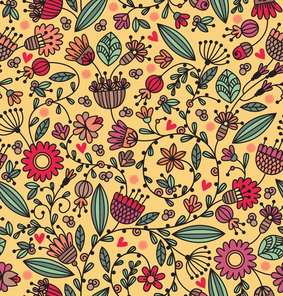 Floral vintage naadloze patroon op lichte achtergrond — Stockvector