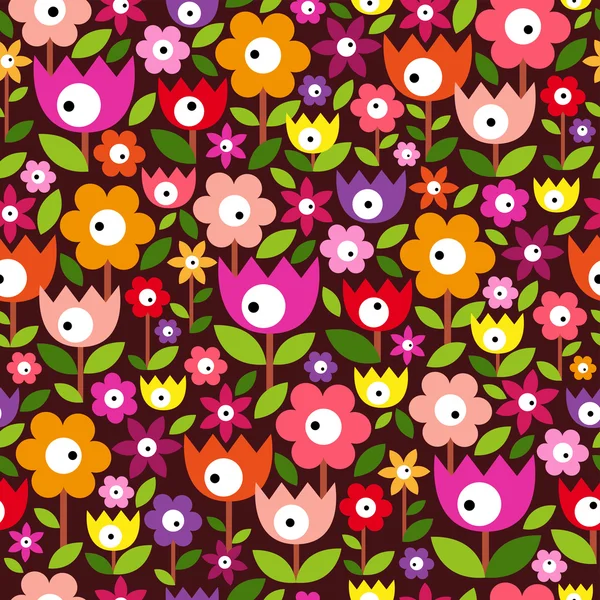 Floral vintage seamless pattern on Dark Background — Stock Vector