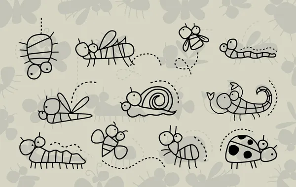 昆虫漫画セット — ストックベクタ