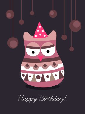 doğum günü kartı üzerinde baykuş