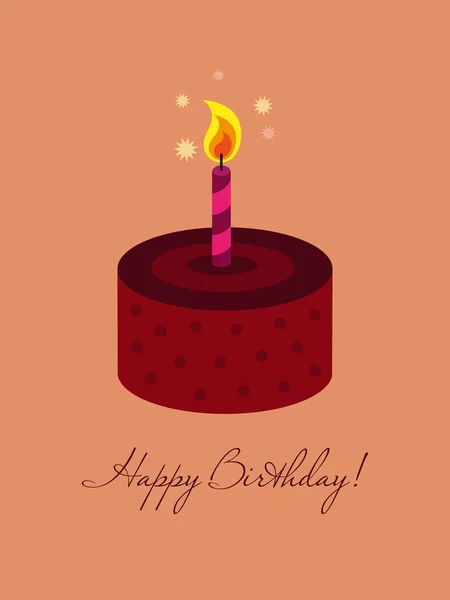 Birthday cake with candle — Stock Vector
