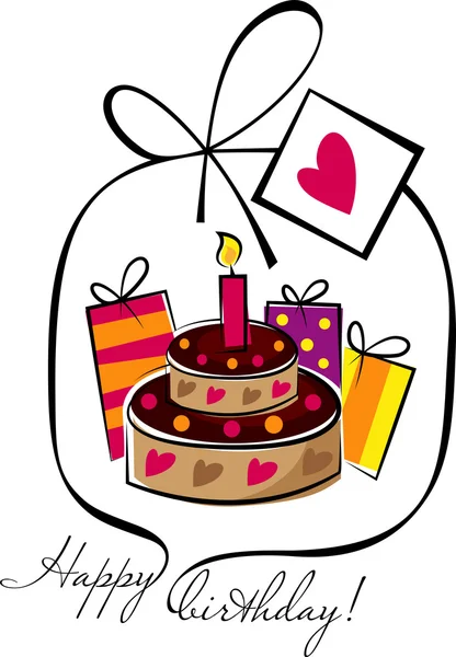 Gâteau d'anniversaire avec décoration — Image vectorielle
