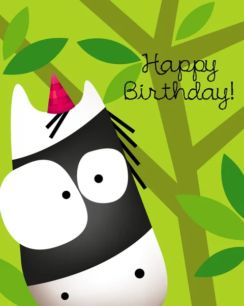 Birthday card with cute zebra — Stock Vector