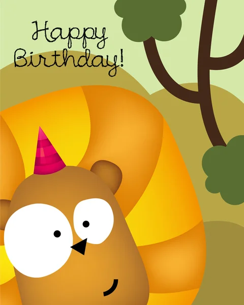 Birthday card with cute lion — Stock Vector