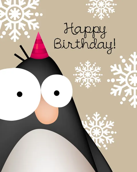 Κάρτα γενεθλίων με χαριτωμένο πιγκουίνος — Διανυσματικό Αρχείο