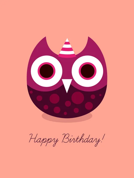 Hibou sur carte d'anniversaire — Image vectorielle