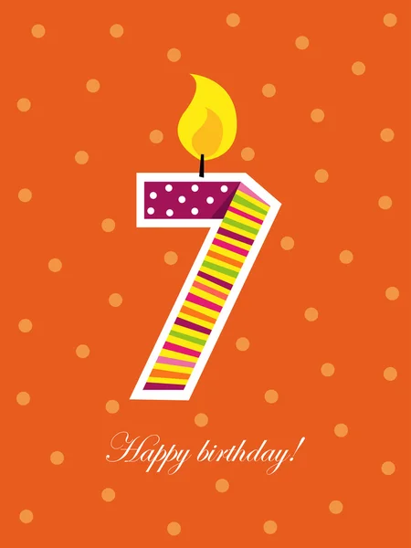 Seventh birthday with candle — Stock Vector