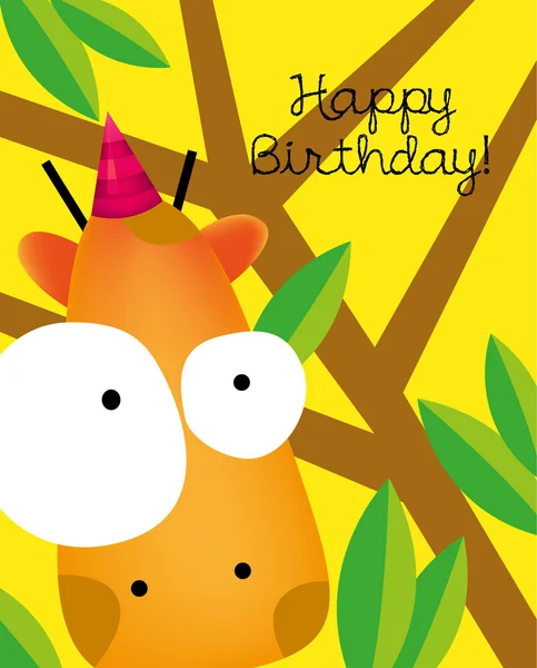 Birthday card with giraffe — Stock Vector