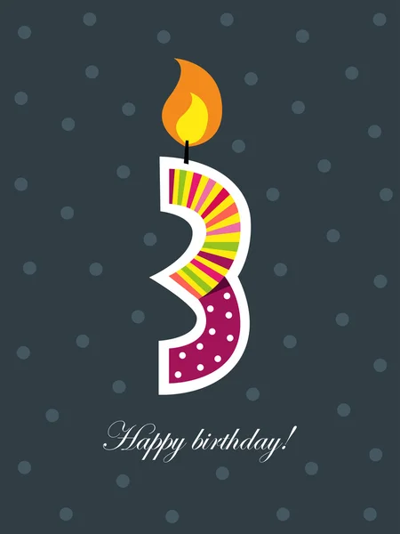 Third birthday with candle — Stock Vector