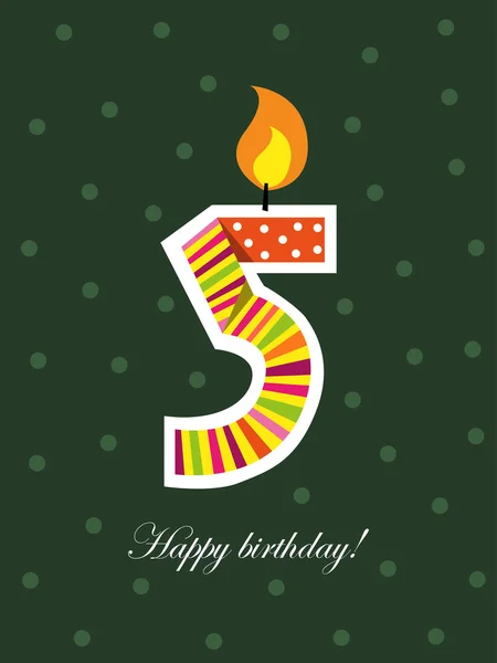 Fifth birthday with candle — Stock Vector