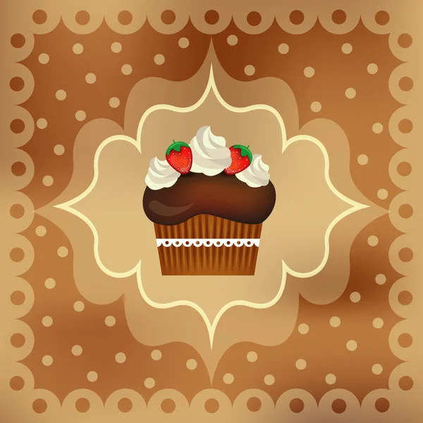 Heerlijke cupcake met mooie decoratie — Stockvector