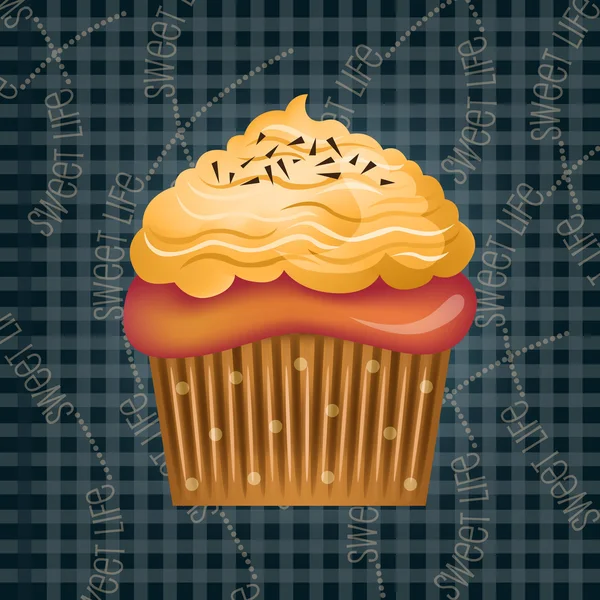 Heerlijke cupcake met mooie decoratie — Stockvector