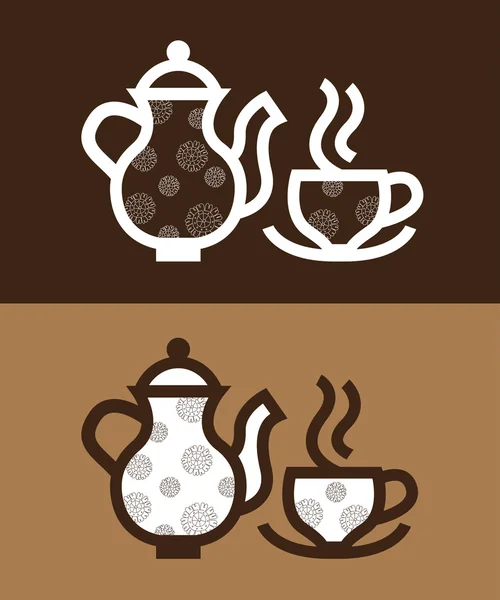 Théière et thé tasse signe — Image vectorielle