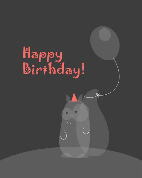 Geburtstagskarte mit Eichhörnchen, das einen Luftballon hält — Stockvektor