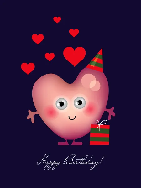 Birthday card, with funny character — Stock Vector