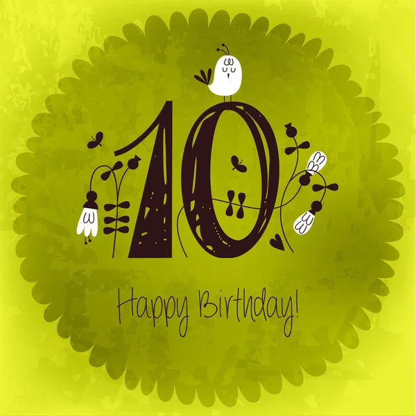 Винтажные поздравительные открытки с днем рождения с номером 10 — стоковый вектор