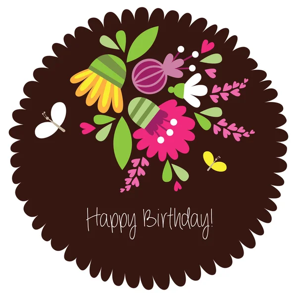 Birthday Card with beautiful flowers — Stock Vector