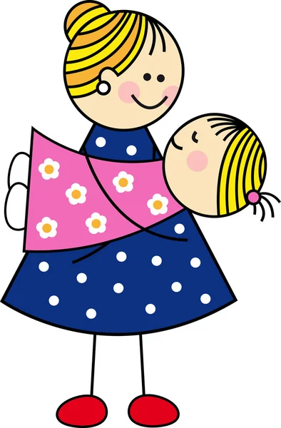 Beautiful Mother with her Daughter — Stock Vector