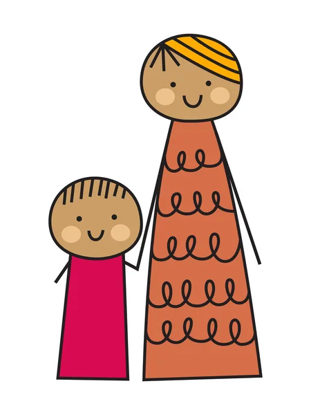 Mor och barn, ritning. — Stock vektor