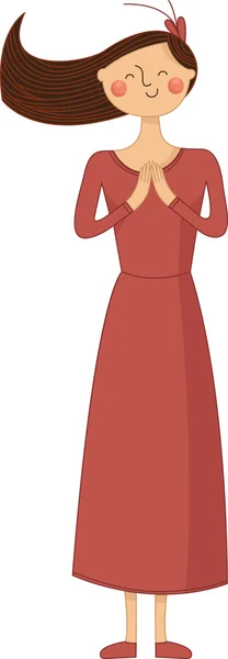 Modell Frau in einem eleganten langen Kleid — Stockvektor
