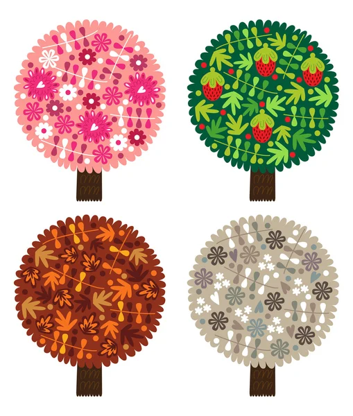 Ağaçlarda dört mevsim — Stok Vektör