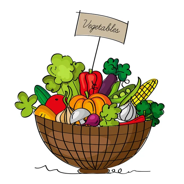 Un panier de légumes — Image vectorielle