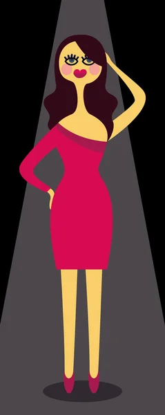 Model posiert in elegantem rosa Kleid. — Stockvektor