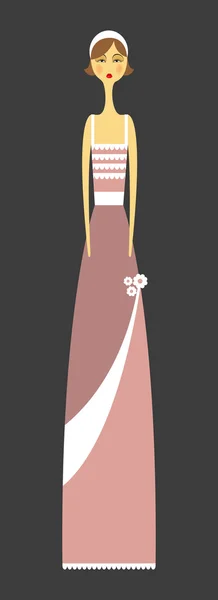 Mujer en un vestido largo elegante — Vector de stock