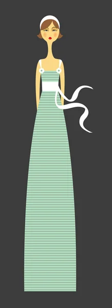 Mujer en un vestido largo elegante — Vector de stock