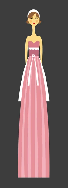 Mujer en un vestido largo elegante — Vector de stock