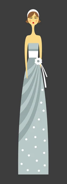 Жінка в елегантній довгій сукні — стоковий вектор